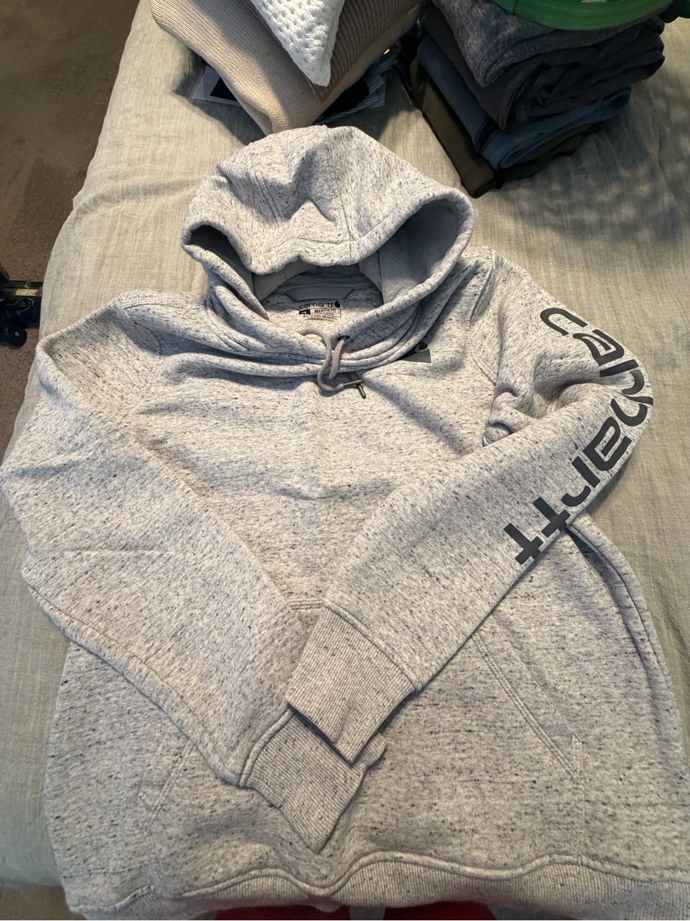 Carhartt Light Heather Gray Logo Sleeve Hooded Sweatshirt
